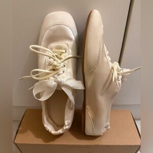 VIVAIA Square-Toe Lace-Up Satin Sneakerina (Cristina)